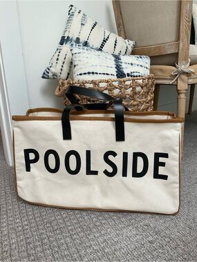 Beach & Pool Canvas Tote with Black Handles